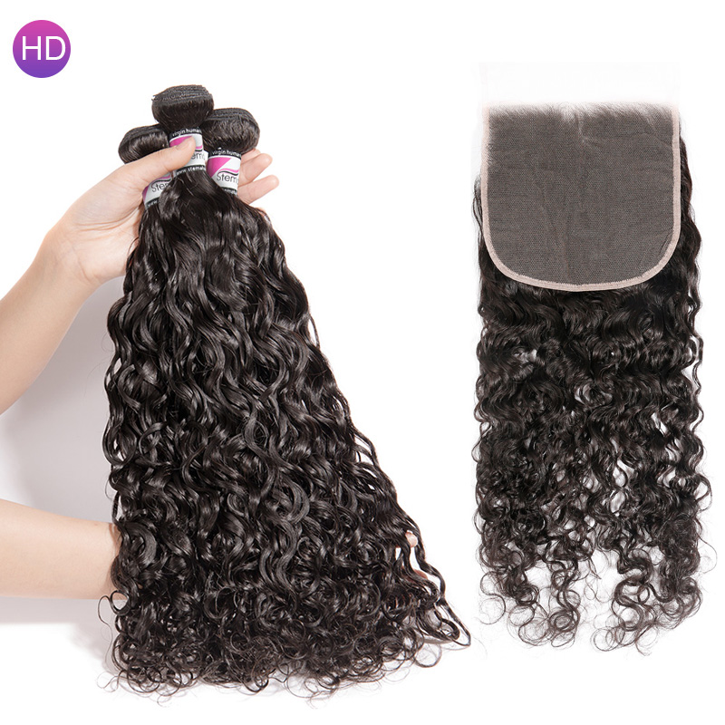 Stema Virgin Water Wave Hair With 5x5 HD & Transparent Lace Closure